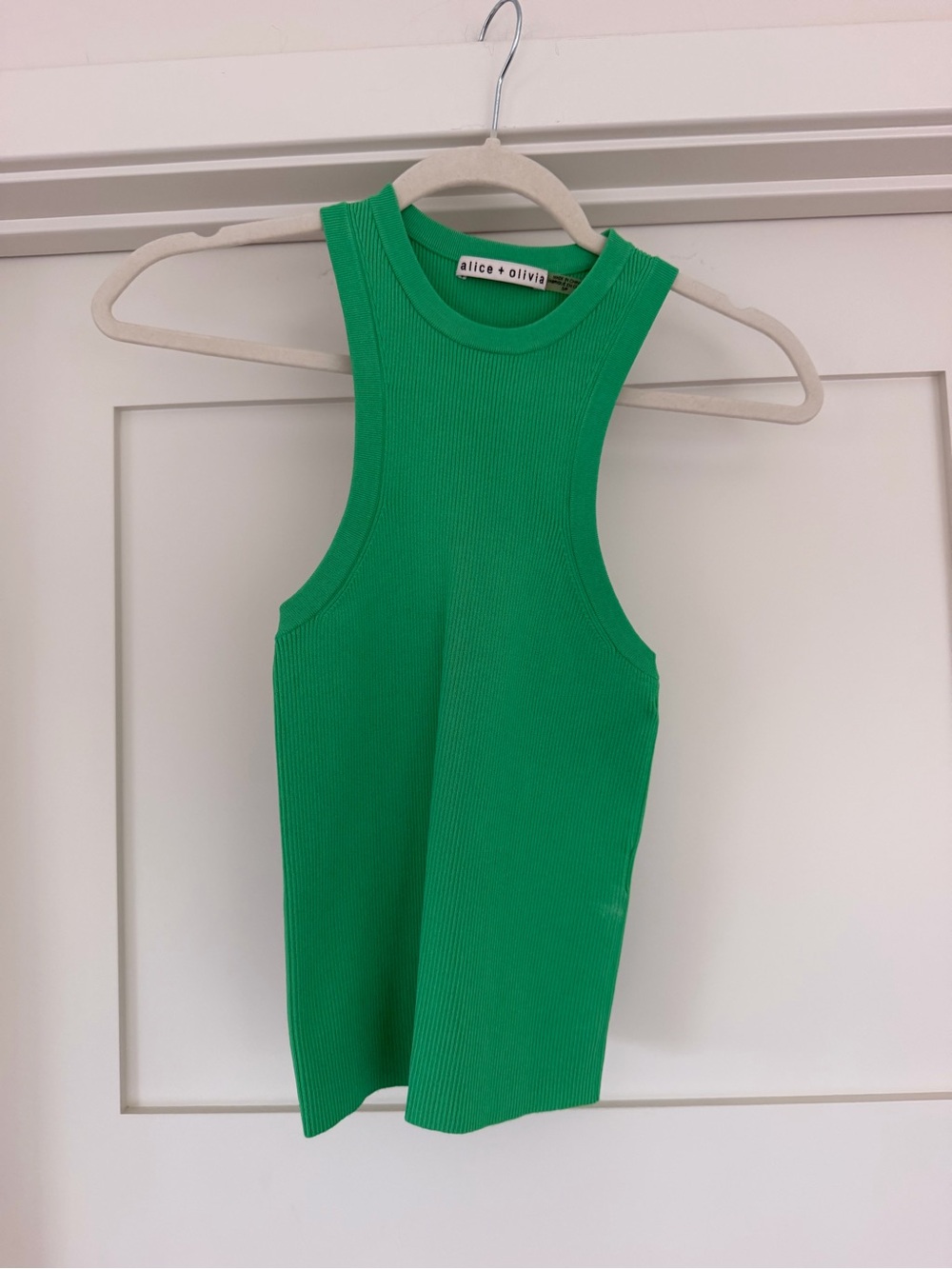 Alice + Olivia Vibrant Green Ribbed Tank